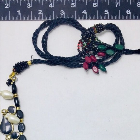 Choker Necklace With Stones Pearls and Coins, Ethnic Handmade Choker Necklace - Picture 8 of 8